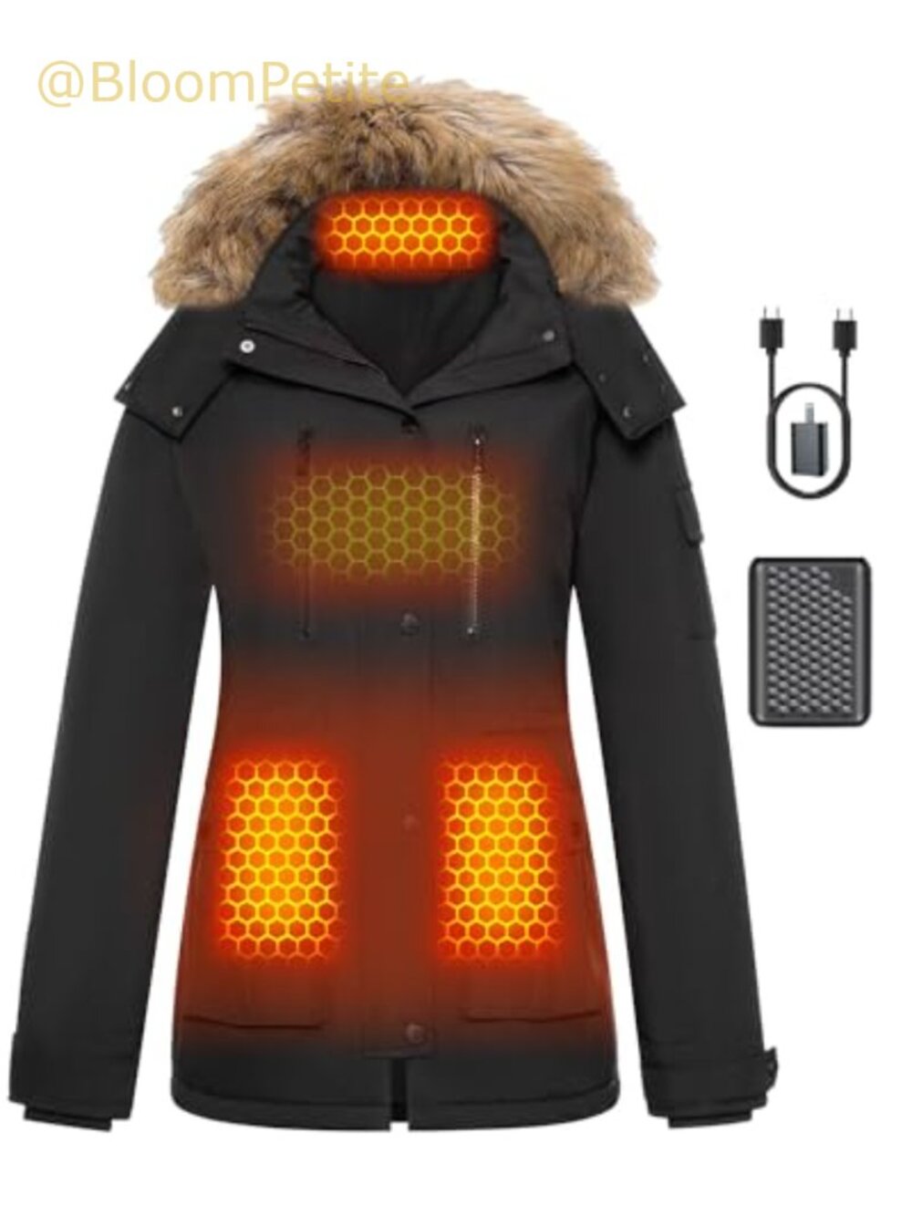 Graphene Heated Jacket Women Large Capacity Battery Pack Waterproof Windproof